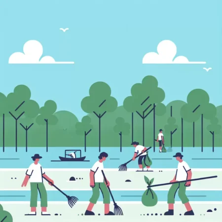 Aksi Bersih Pantai dan Penanaman Mangrove oleh Komunitas Pecinta Alam